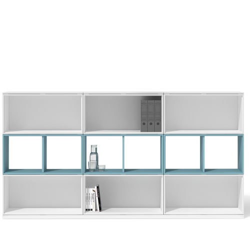 Armário de arquivo baixo - UBI EVO - Bralco - em laminado melamínico / com gavetas / contemporâneo