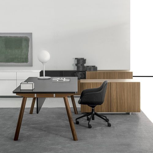 Mesa de trabalho contemporânea - DV911 NOTO - Della Valentina Office - em madeira / em madeira maciça / em vidro