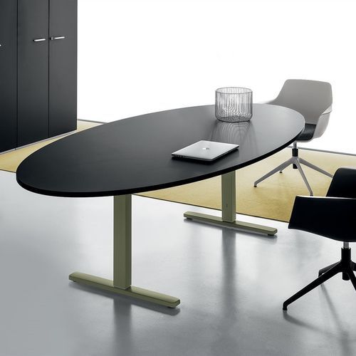 Mesa de reunião contemporânea - DV803 NOBU - Della Valentina Office - em madeira / com base metálica / retangular