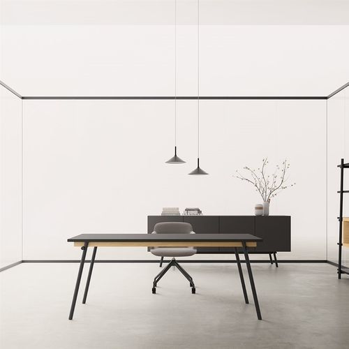 Mesa secretária de piso - KNOT - Della Valentina Office - contemporânea / em madeira / reta