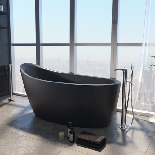Banheira oval - EMMANUELLE 2-BLCK - Aquatica Marmite SP. Z.o.o - freestanding / para residência / em Solid Surface