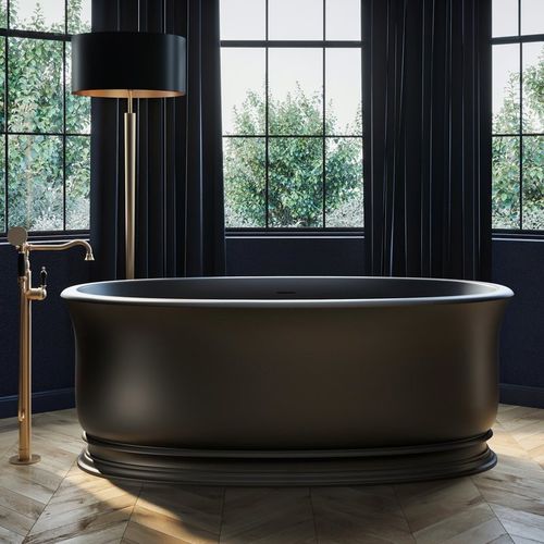 Banheira oval - APHRODITE-BLCK - Aquatica Marmite SP. Z.o.o - freestanding / para residência / em Solid Surface