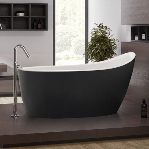 Banheira freestanding - EMMANUELLE 2 BLCK-WHT - Aquatica Marmite SP. Z.o.o - para residência / em Solid Surface / em aço