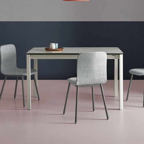 Mesa de jantar contemporânea - PEPPER - MOBLIBERICA - em cerâmica / com base metálica / retangular