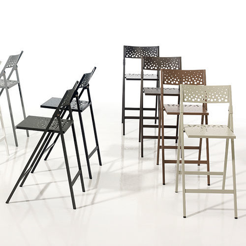 Cadeira alta contemporânea - MOON  - MOBLIBERICA - para ambiente externo / metálica / com base metálica