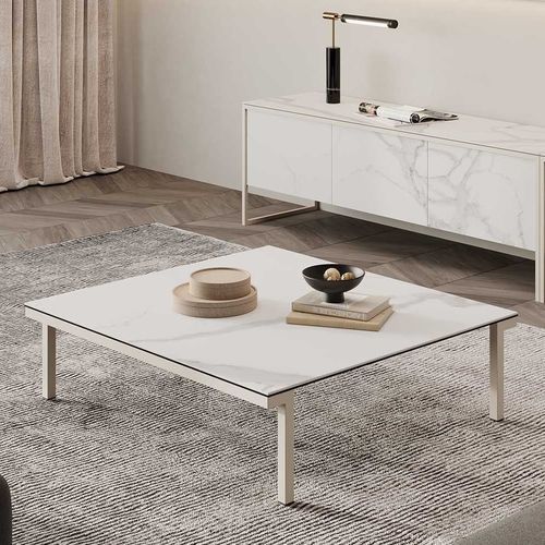 Mesa de centro contemporânea - LUCIA - MOBLIBERICA - em cerâmica / com base metálica / retangular