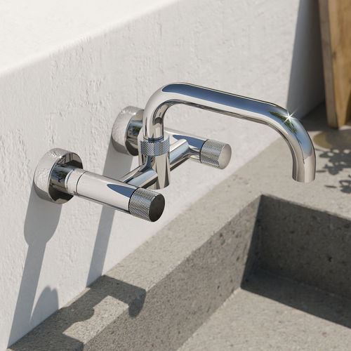 Misturador bicomando de parede - KW50.UP - Fontealta - em aço inoxidável 316L / para cozinha / 2 furos