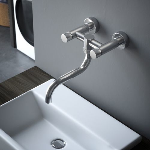 Misturador bicomando de parede - KW50 - Fontealta - em aço inoxidável 316L / para cozinha / 2 furos
