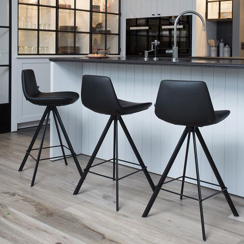 Cadeira alta contemporânea - RAFAEL - Ghekiere Industries - para ambiente interno / em couro / com base metálica laqueada