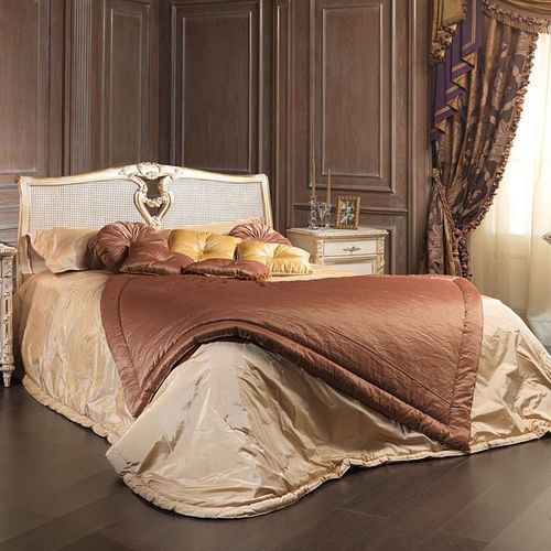 Cama de casal - White and Gold - VIMERCATI MEDA LUXURY CLASSIC FURNITURE - de estilo / estofada / com cabeceira estofada