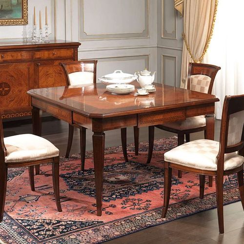 Mesa de jantar de estilo - Magggiolini - VIMERCATI MEDA LUXURY CLASSIC FURNITURE - em nogueira / com base em nogueira / quadrada