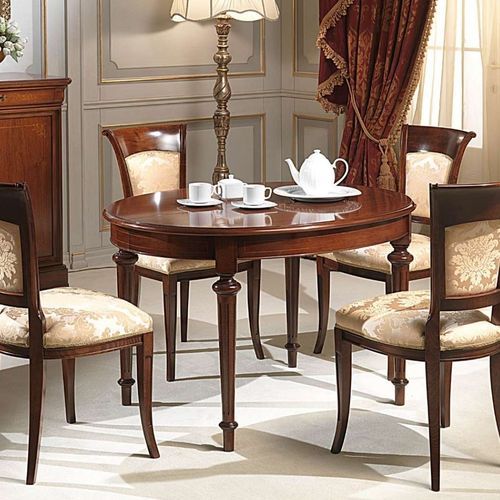 Mesa de jantar de estilo - art. 950/4 - VIMERCATI MEDA LUXURY CLASSIC FURNITURE - em nogueira / com base em nogueira / redonda