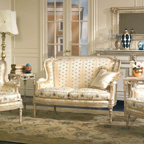 Sofá de estilo - SAN MARCO  - VIMERCATI MEDA LUXURY CLASSIC FURNITURE - em tecido / com braços / com almofadas