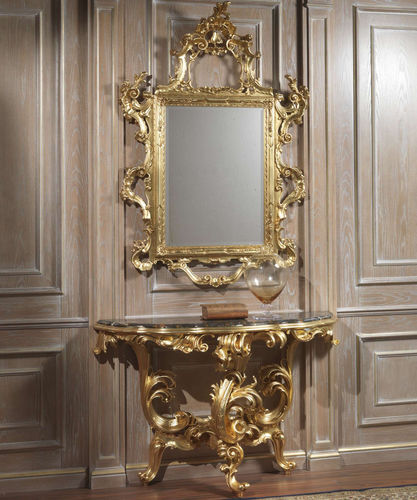 Aparador de estilo Baroco - VIMERCATI MEDA LUXURY CLASSIC FURNITURE - em mármore / com base de madeira com folha de ouro / em meia-lua