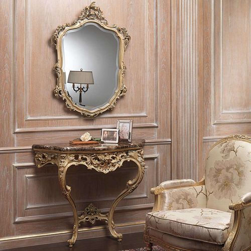 Aparador de estilo - art. 920 - VIMERCATI MEDA LUXURY CLASSIC FURNITURE - em mármore / com base de madeira com folha de ouro / com espelho