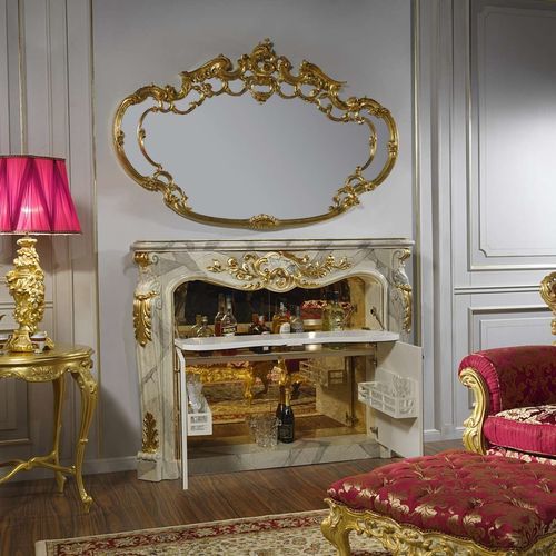 Móvel bar de estilo Baroco - fireplace - VIMERCATI MEDA LUXURY CLASSIC FURNITURE - em vidro / em mármore / com porta de abrir