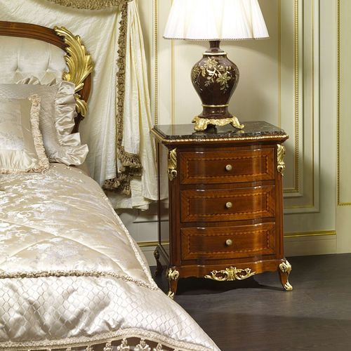 Criado-mudo de estilo Luís XV - France - VIMERCATI MEDA LUXURY CLASSIC FURNITURE - em madeira / em mármore / com base em madeira