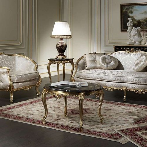 Mesa de centro de estilo - Venezia - VIMERCATI MEDA LUXURY CLASSIC FURNITURE - em mármore / com base em madeira / redonda