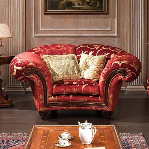 Poltrona de estilo - PALACE - VIMERCATI MEDA LUXURY CLASSIC FURNITURE - em tecido / em nogueira / com almofadas