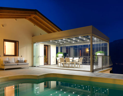 Pérgola apoiada em parede - DREAM - Cagis Srl - em aço galvanizado / com cobertura de vidro