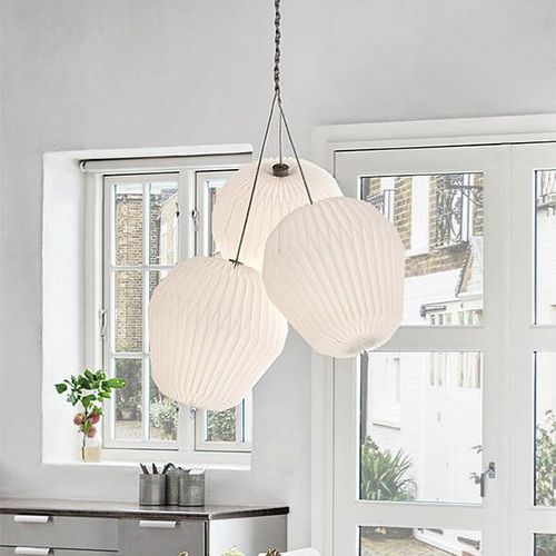 Lustre contemporâneo - THE BOUQUET - LE KLINT - em carvalho / em papel / para 5 lâmpadas