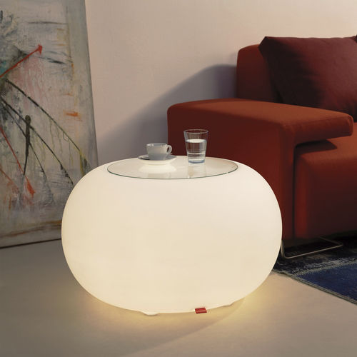 Mesa lateral contemporânea - BUBBLE - MOREE - em vidro / com base em polietileno / redonda