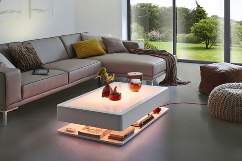 Mesa de centro contemporânea - ORA HOME - MOREE - em vidro / com base em madeira / retangular