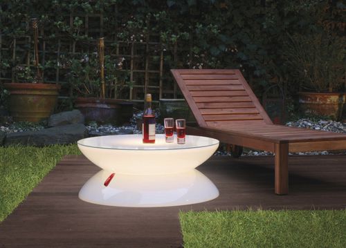 Mesa de centro com iluminação - LOUNGE - MOREE - de design original / em material plástico / redonda