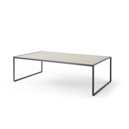 Mesa de centro contemporânea - minimize - YOMEI - em vidro / com folheado de madeira / em ébano de Macassar