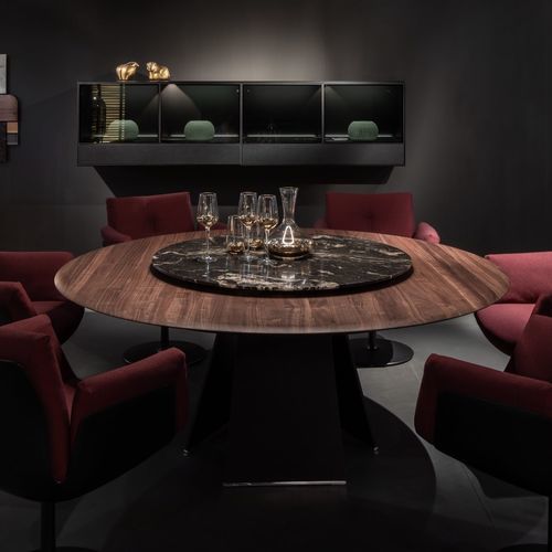 Mesa de jantar contemporânea - S100 - YOMEI - em nogueira / em madeira de ácer / com base metálica