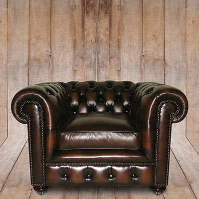 Poltrona Chesterfield - Mulberry  - Kingsgate Furniture ltd - em couro / em madeira maciça / com almofada removível