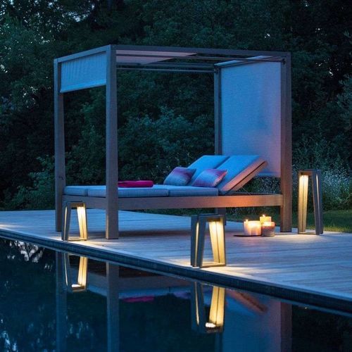 Espreguiçadeira contemporânea - SKAAL - LES JARDINS - em Batyline® / em teca / da linha comercial