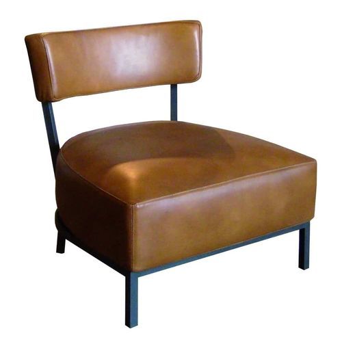 Poltrona baixa contemporânea - Alfa - PH Collection - em couro / em alumínio pintado / com capa removível