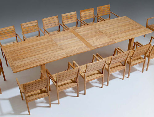 Mesa de jantar contemporânea - Apex - Barlow Tyrie - em teca / com base em teca / retangular
