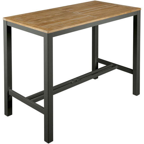 Mesa alta contemporânea - Aura  - Barlow Tyrie - em teca / com base em alumínio / retangular