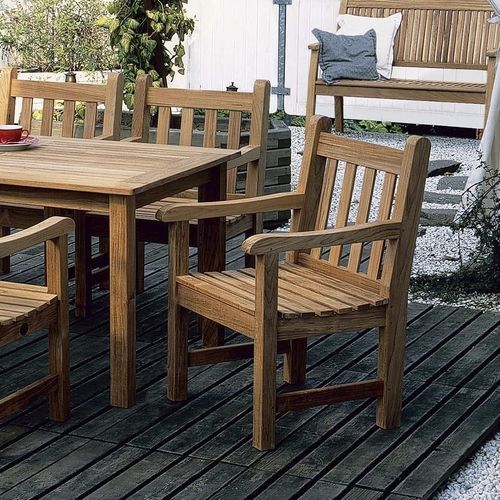 Cadeira de sala de jantar clássica - FELSTED - Barlow Tyrie - para ambiente externo / em teca / com base em teca