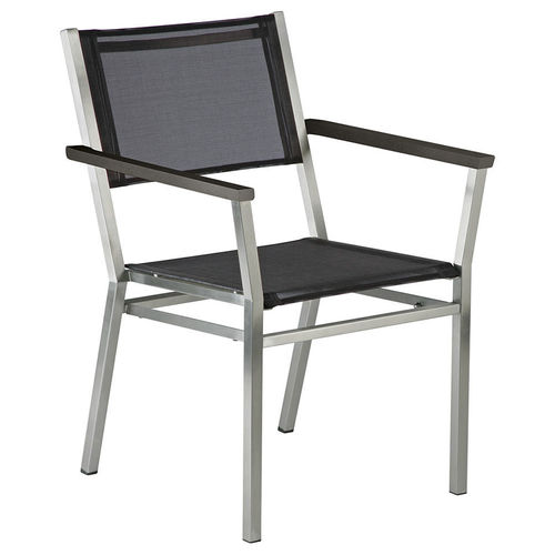 Cadeira contemporânea - Equinox Carver - Barlow Tyrie - para ambiente externo / em Textilene® / com base em aço inoxidável