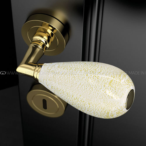 Maçaneta para porta - Goccia White/Gold - GLASS DESIGN Srl - em latão / em vidro de Murano / de estilo