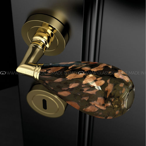 Maçaneta para porta - Goccia Black/Brown - GLASS DESIGN Srl - em latão / em vidro de Murano / de estilo