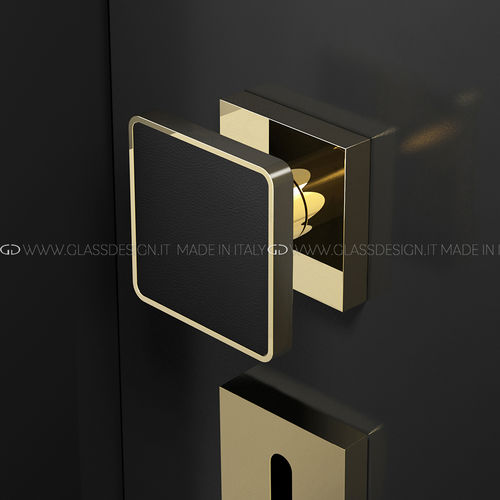 Puxador de porta tipo botão contemporâneo - Cuoio Home - GLASS DESIGN Srl - em latão / em couro