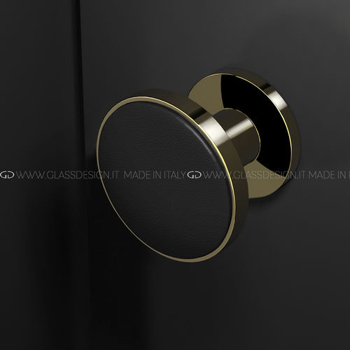 Puxador de porta tipo botão contemporâneo - Leather XL - GLASS DESIGN Srl - em latão / em couro