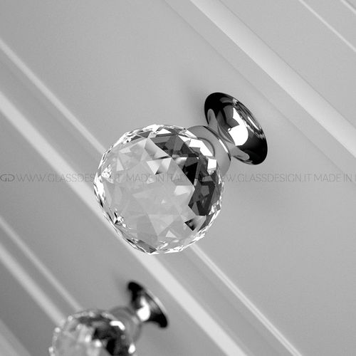 Puxador botão de móvel clássico - Geo - GLASS DESIGN Srl - em latão / em cristal