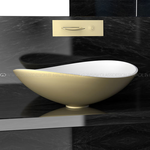 Cuba de apoio - Infinity Over - GLASS DESIGN Srl - em VetroFreddo® / elíptica / sem furos