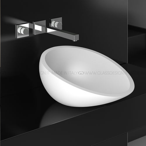 Cuba de apoio - Air - GLASS DESIGN Srl - em VetroFreddo® / oval / sem furos