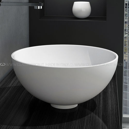 Cuba de apoio - Cocoon 34 - GLASS DESIGN Srl - em VetroFreddo® / com espelho ajustável / redonda