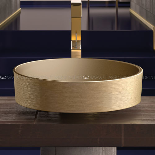 Cuba de apoio - Rho Metal - GLASS DESIGN Srl - em Pert® / redonda / sem furos