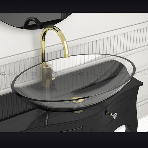 Cuba de apoio - FLOU - GLASS DESIGN Srl - em vidro / oval / sem furos