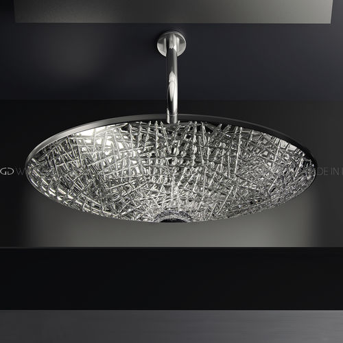 Cuba de embutir sob bancada - Ice Oval Lux Sotto/Ice Oval Lux XL Sotto - GLASS DESIGN Srl - em cristal / oval / sem furos