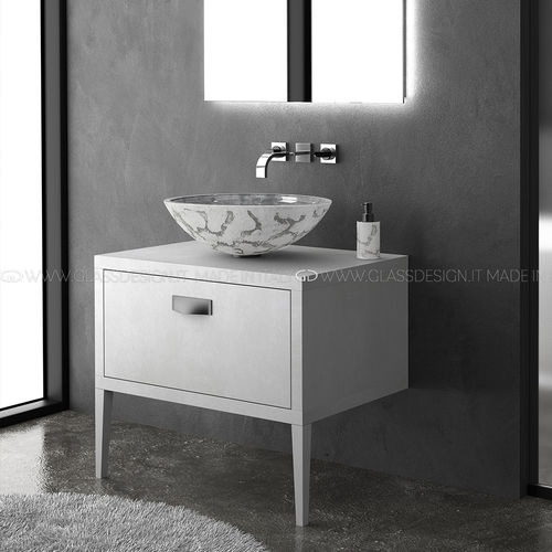 Gabinete de banheiro suspenso - Imai 80 - GLASS DESIGN Srl - em madeira / contemporâneo / sem portas