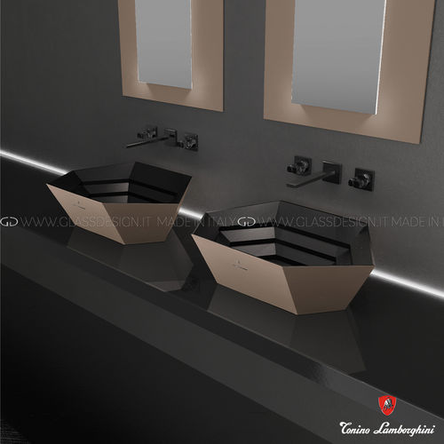 Cuba de apoio - Vision Concept - GLASS DESIGN Srl - em VetroFreddo® / sem furos / com escape (ladrão)